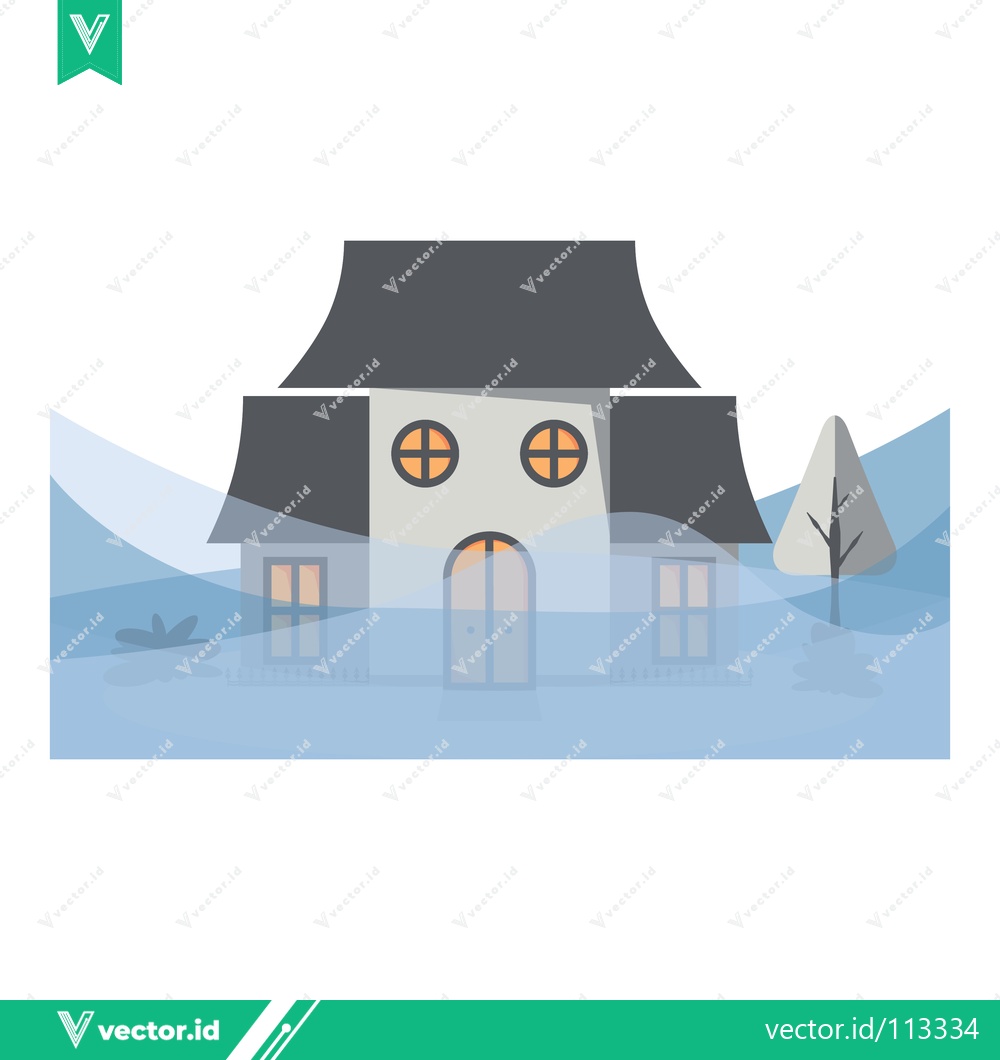 Premium Vector of Winter Scene with a Cozy House and Snowfall