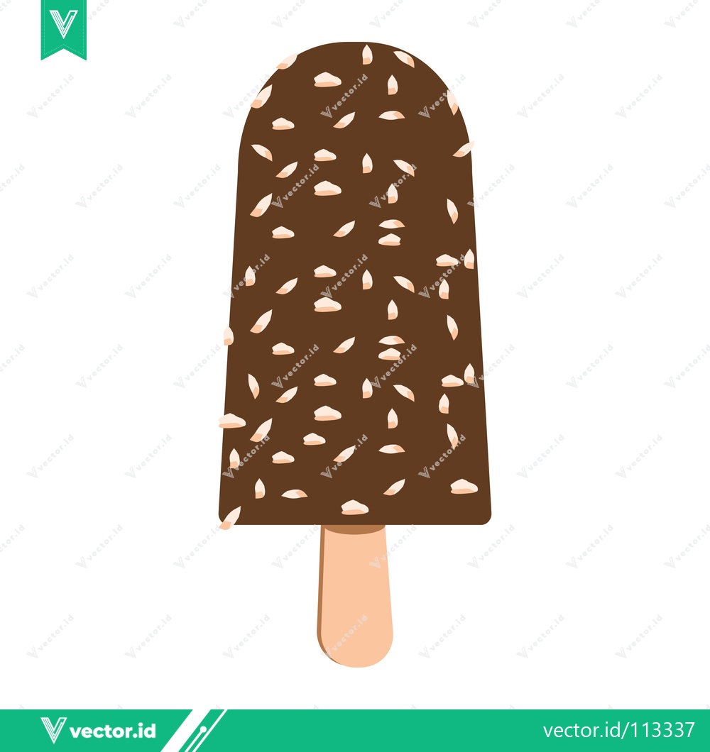 Premium Vector dari Chocolate Ice Cream Bar with Almonds on a Stick