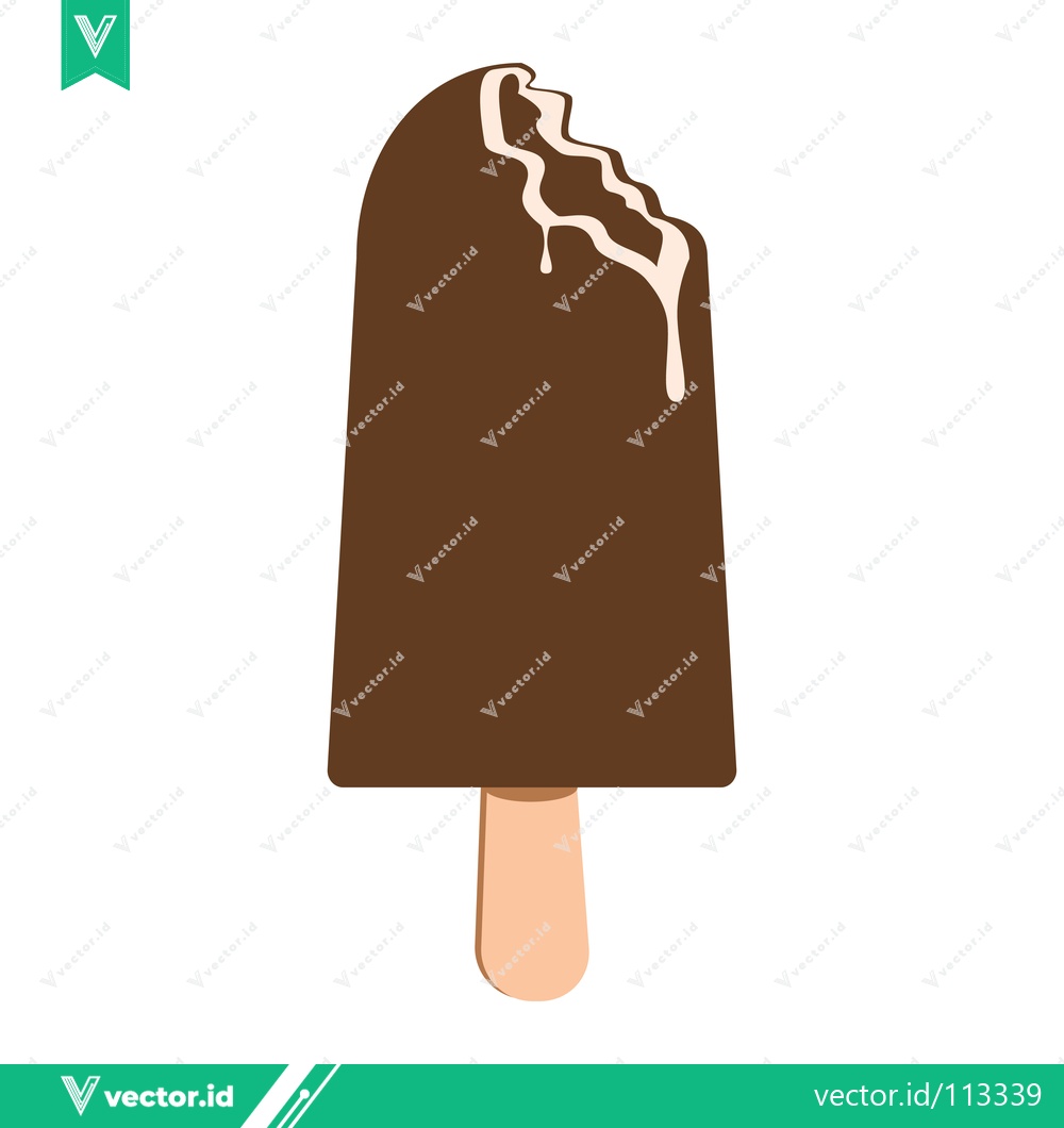 Premium Vector of Chocolate Ice Cream Bar with Bite Mark