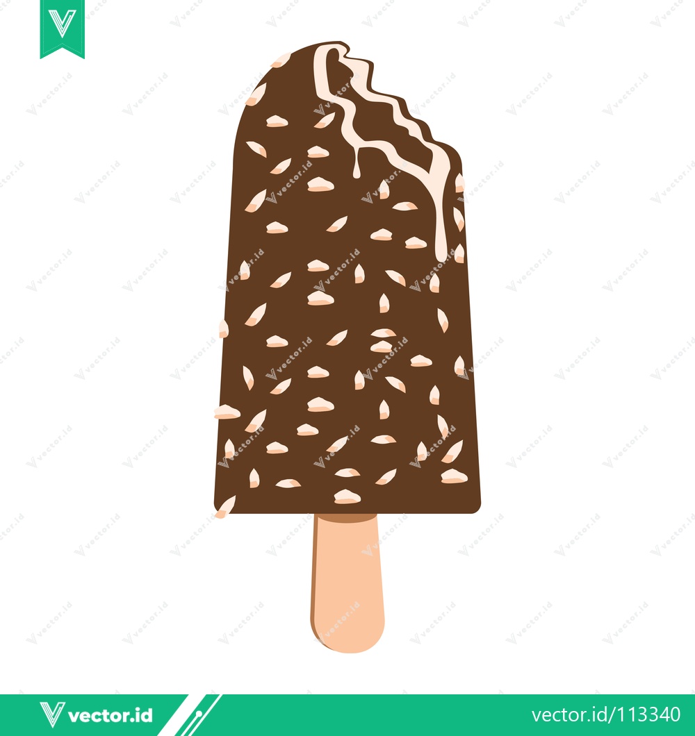 Premium Vector dari Chocolate Covered Ice Cream Bar with Nuts
