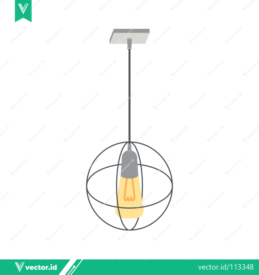 Premium Vector dari Modern Geometric Wire Sphere Pendant Light Fixture with Edison Bulb