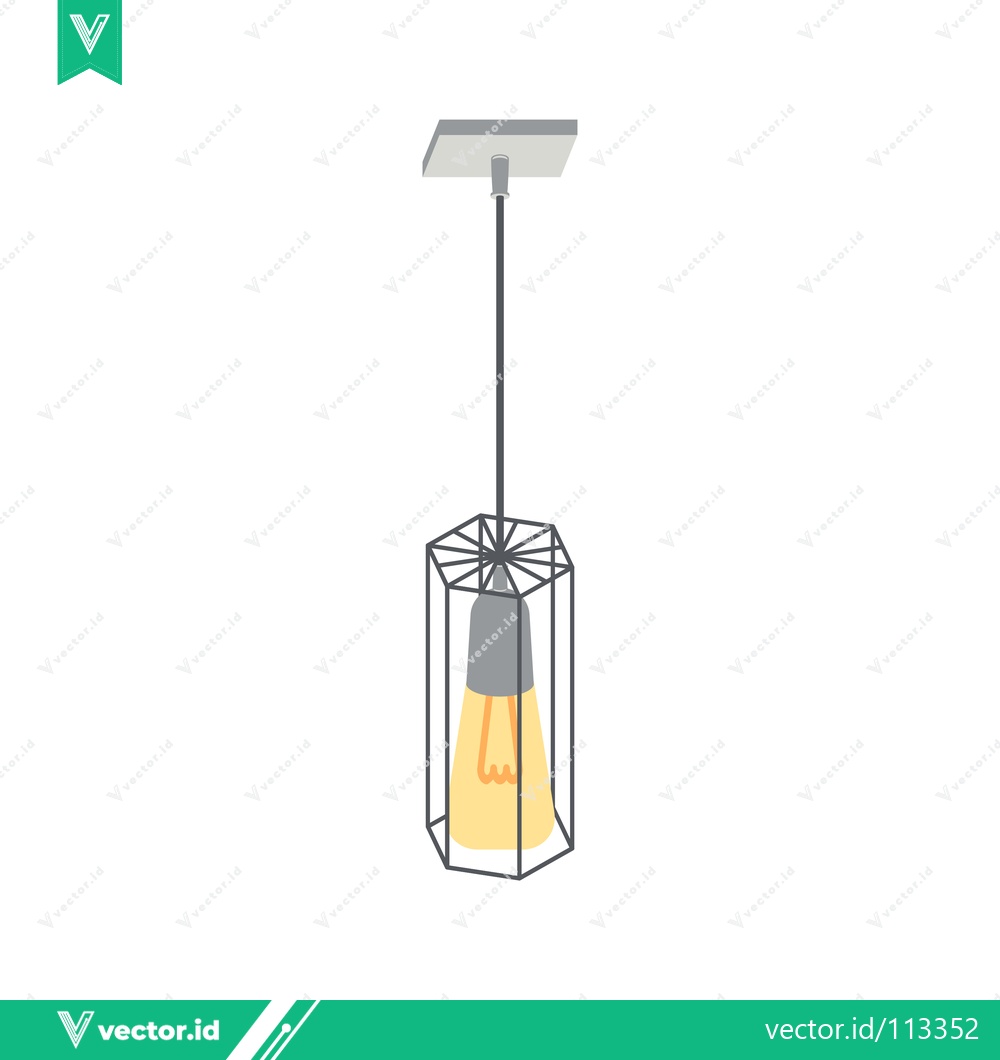 Premium Vector of Modern Industrial Pendant Light Fixture with Geometric Cage Design