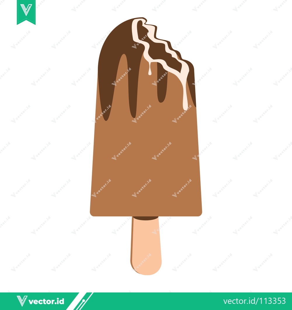 Premium Vector dari Chocolate Ice Cream Bar with Drizzle and Bite Mark