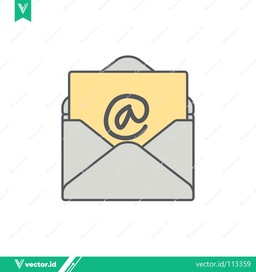 Premium Vector of Email Icon with At Symbol on Yellow Card
