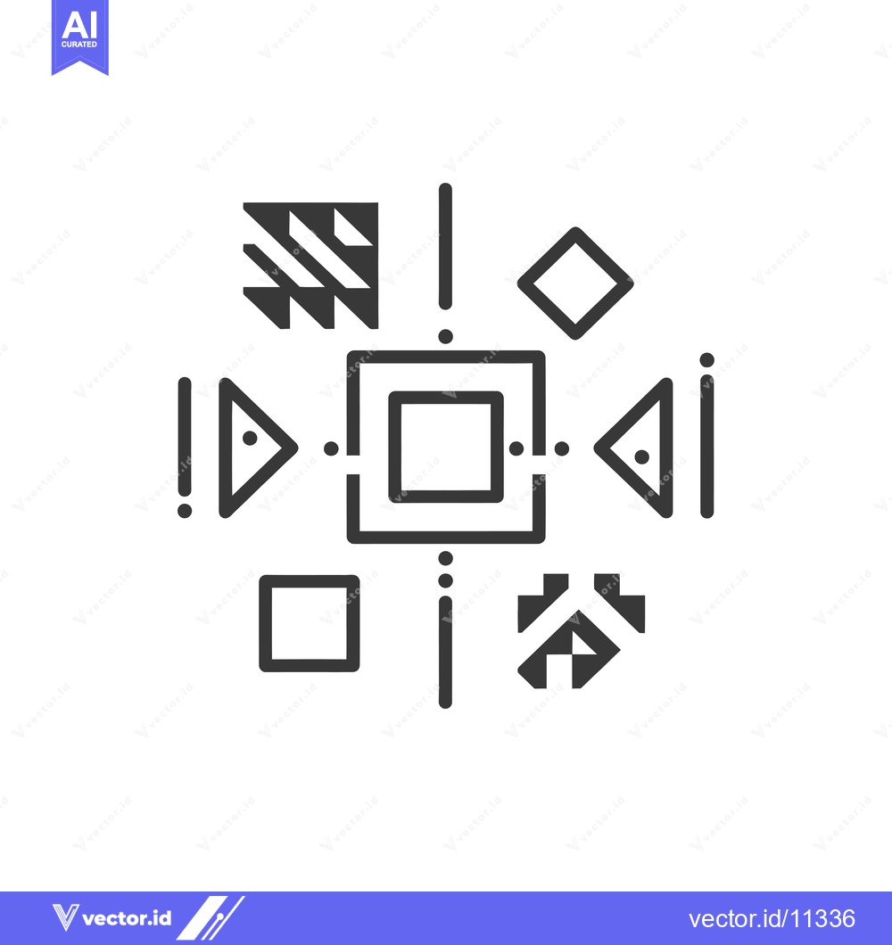 Premium Vector of Abstract Geometric Design with Central Square and Surrounding Shapes