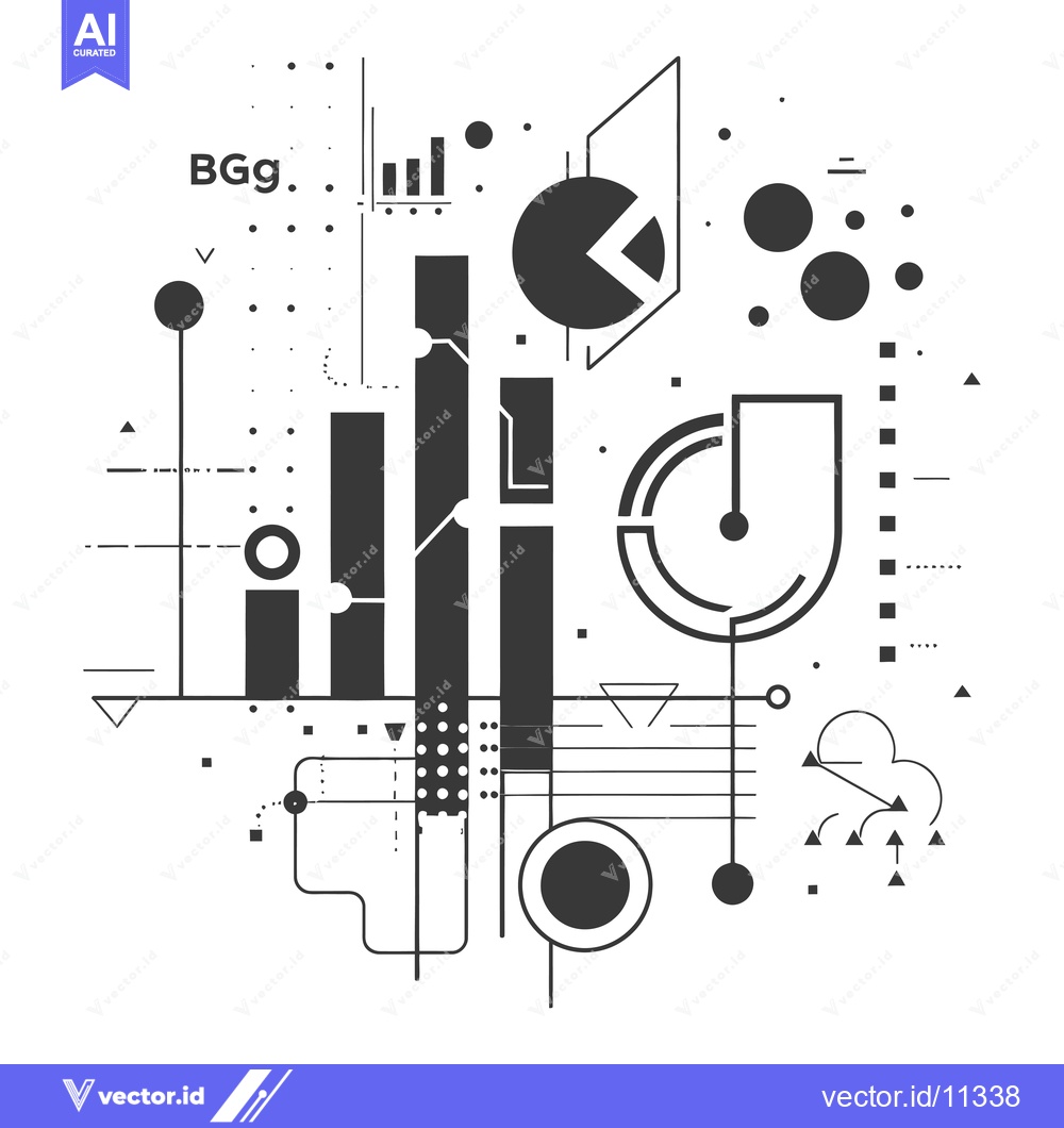Premium Vector dari Abstract Geometric Design with Charts and Symbols