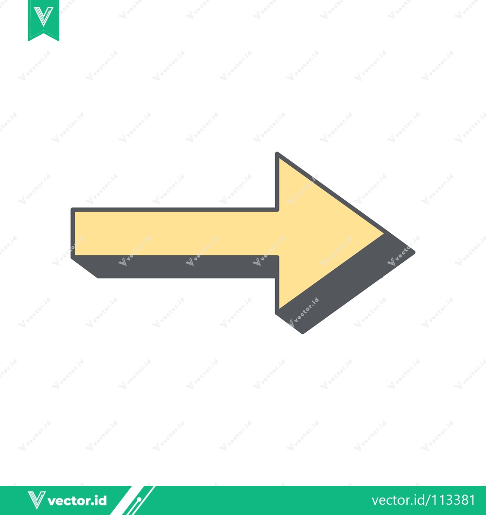 Premium Vector of Yellow Arrow Pointing Right with Shadow Effect