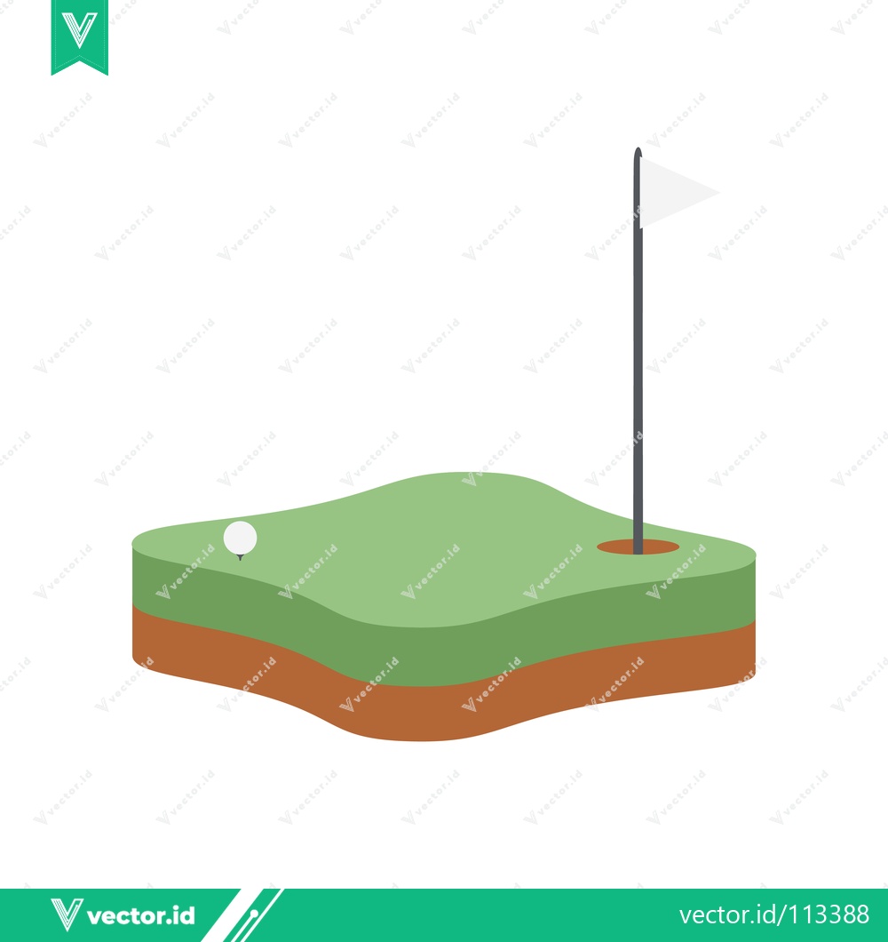 Premium Vector of Golf Course Hole with Flag and Ball on Green