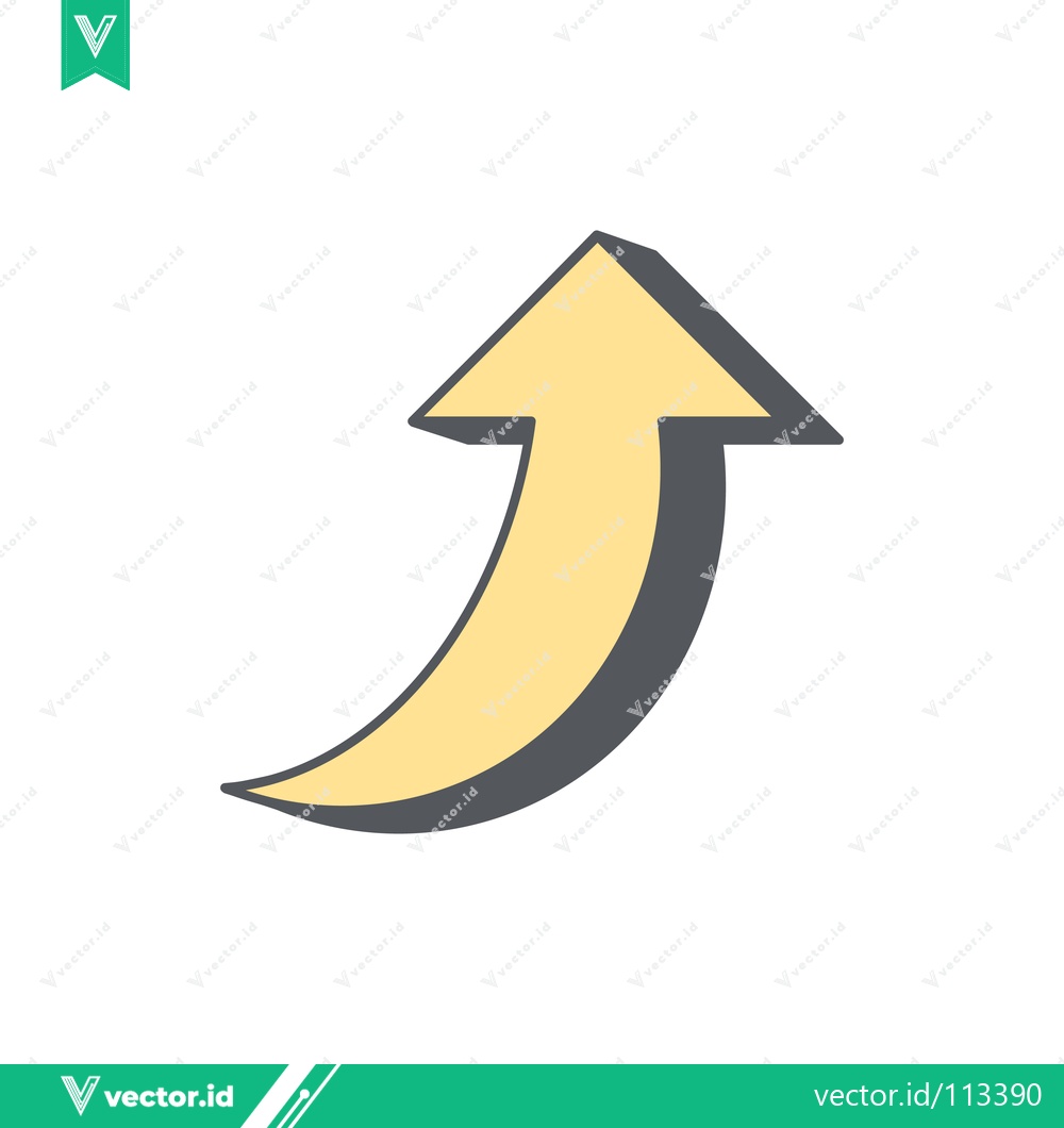 Premium Vector of Yellow Arrow Pointing Upwards with Shadow Effect
