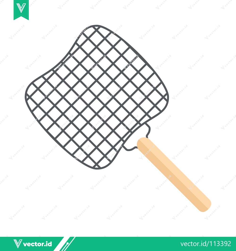 Premium Vector of Simple Illustration of a Fly Swatter with Wooden Handle