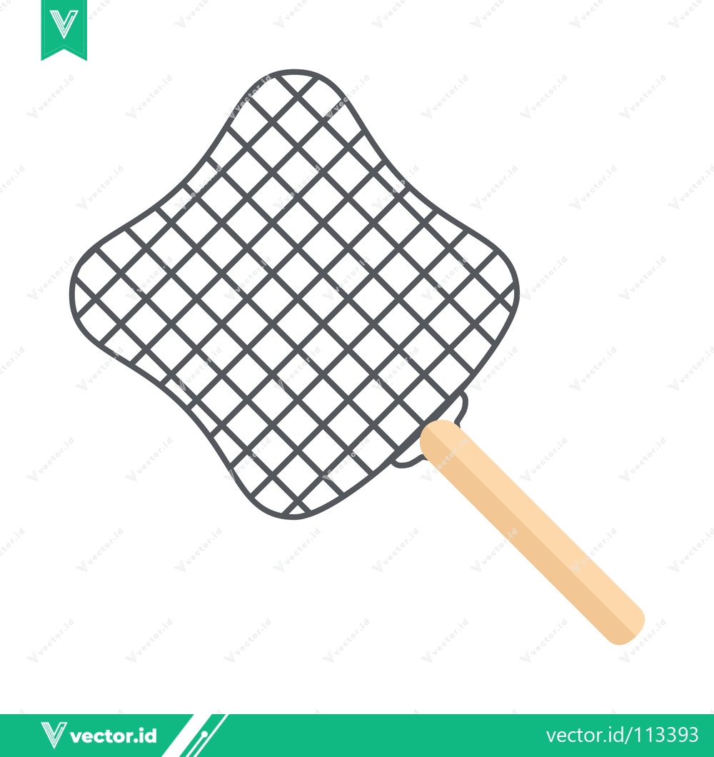 Premium Vector dari Illustration of a fly swatter with a wooden handle
