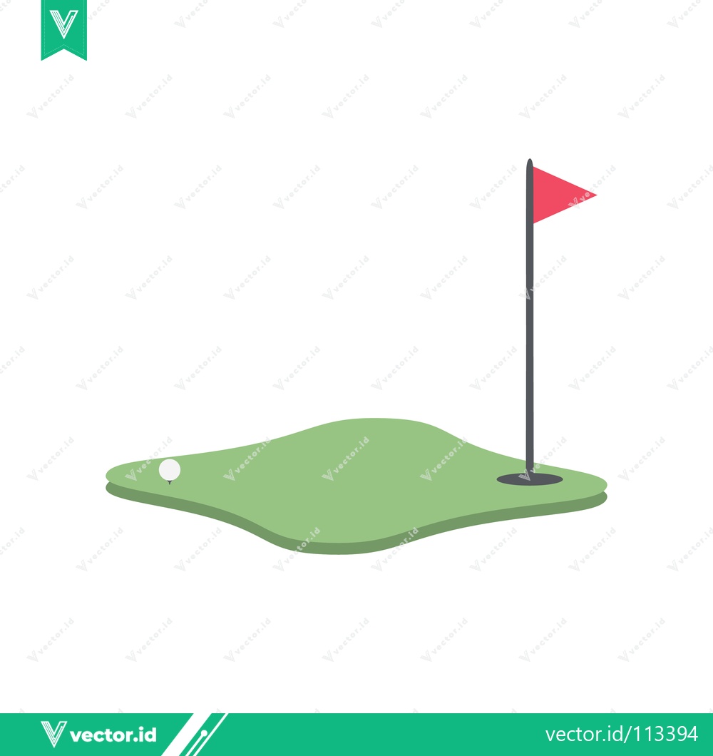 Premium Vector dari Golf Course Green with Flag and Ball Illustration