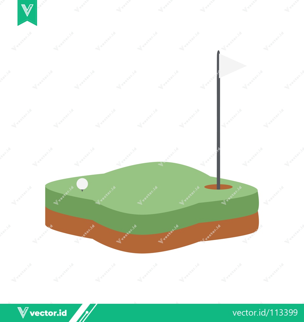 Premium Vector dari Golf Course Hole With Flag and Ball on Green