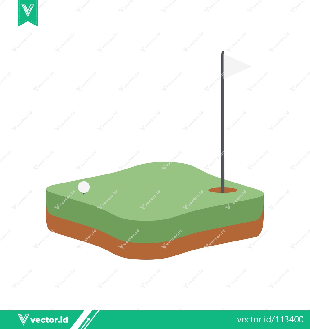 Premium Vector of Golf Course Hole With Flag and Ball on Green