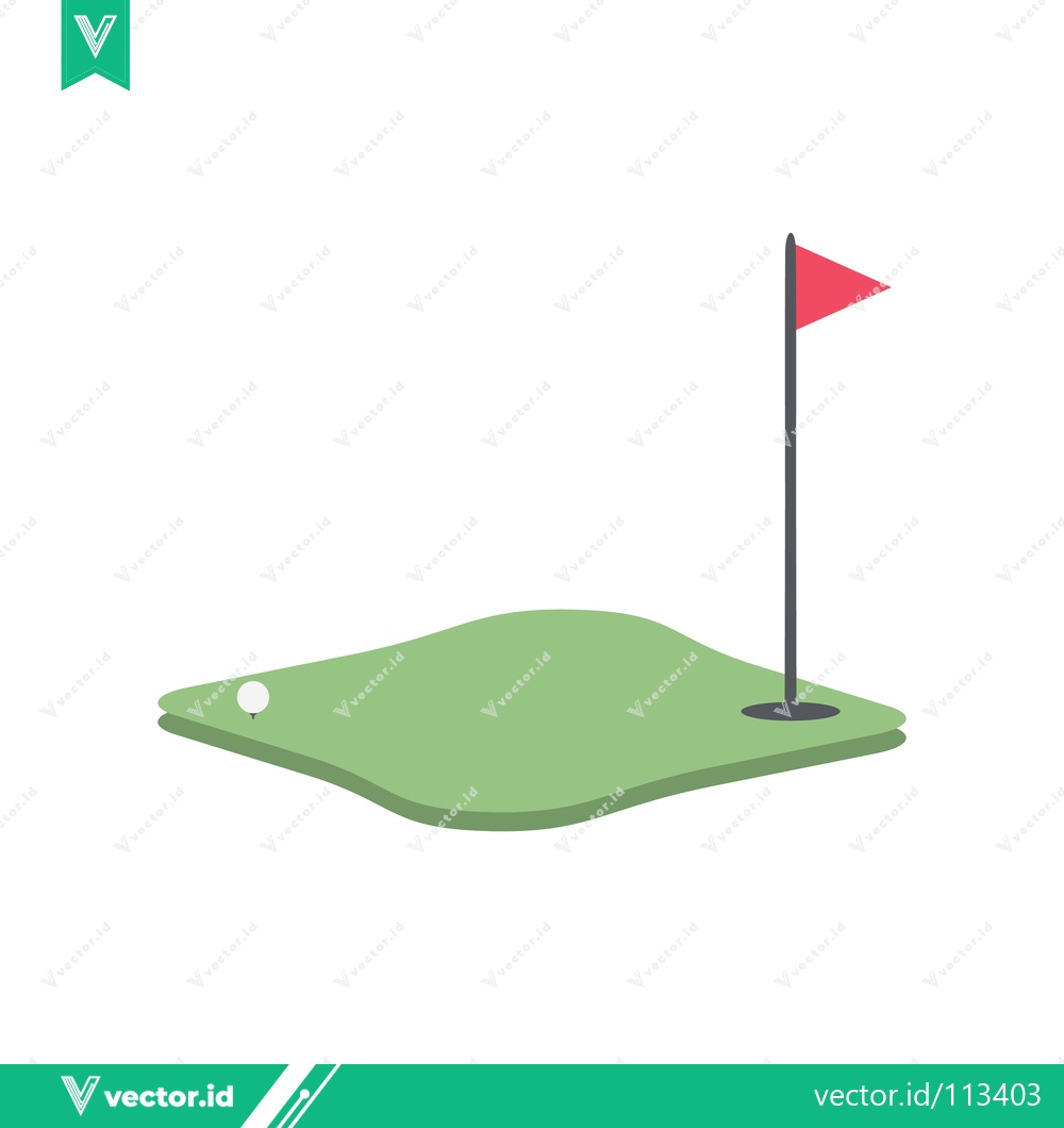 Premium Vector of Golf Course Green with Flag and Ball Illustration