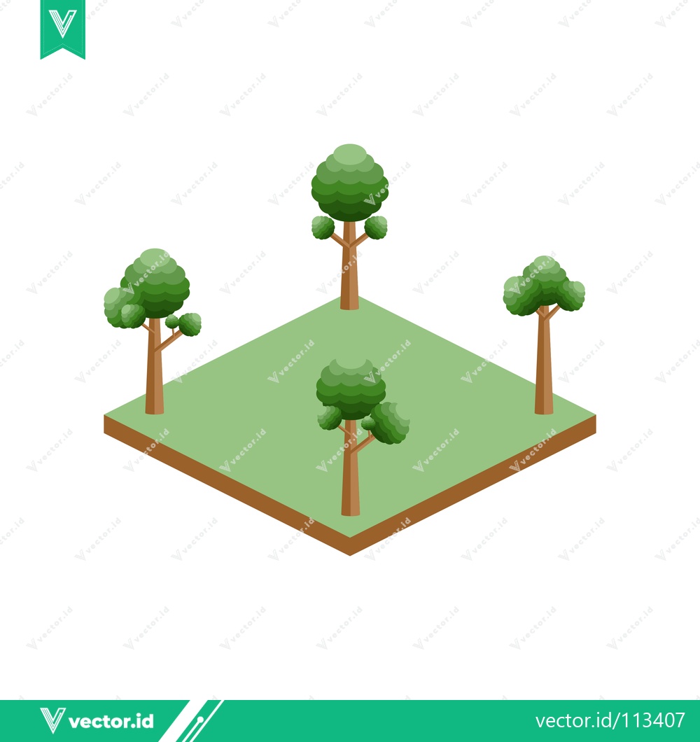 Premium Vector dari Isometric Green Trees on Square Plot of Land