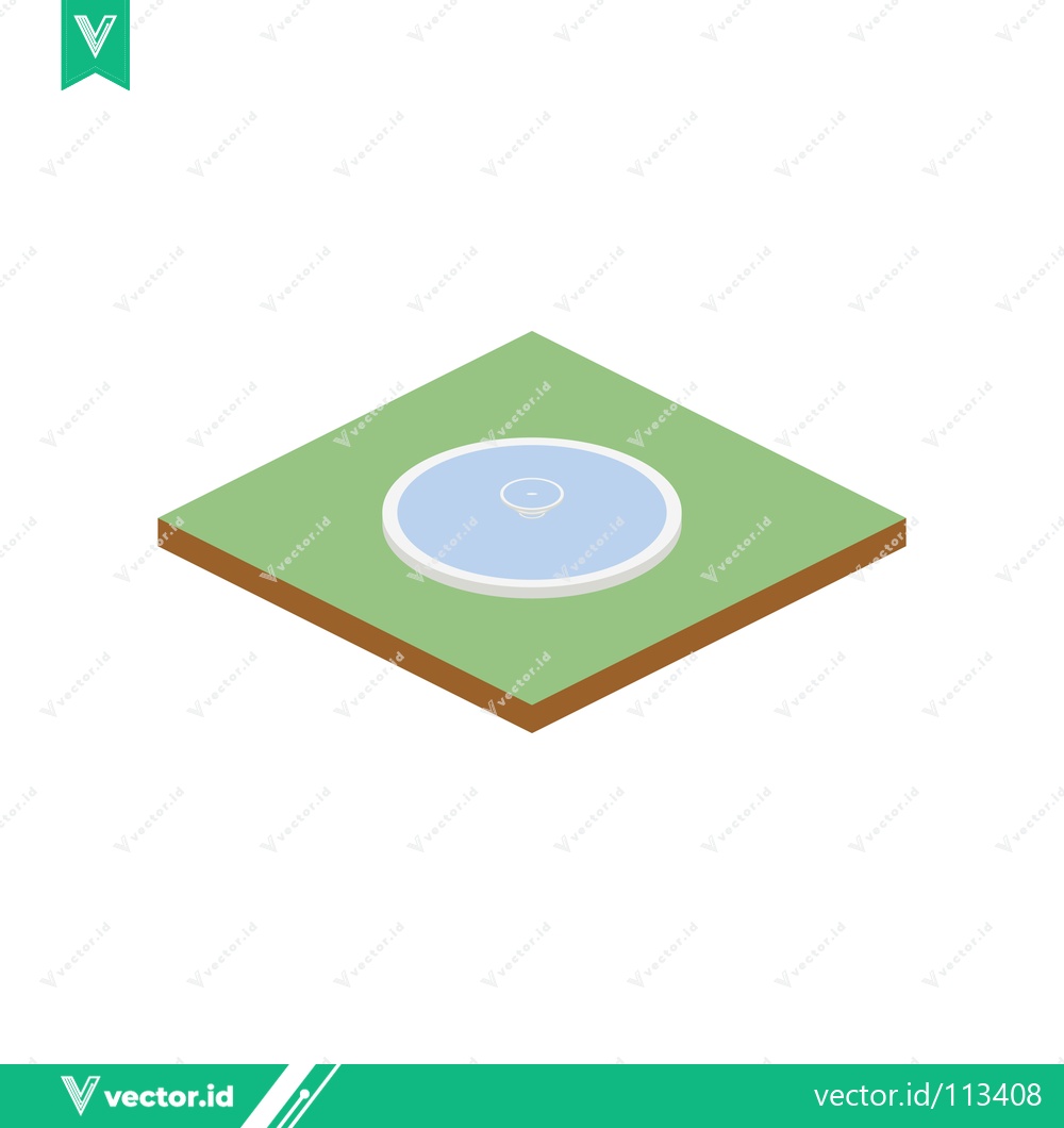 Premium Vector dari Isometric Pond on Green Grass Square