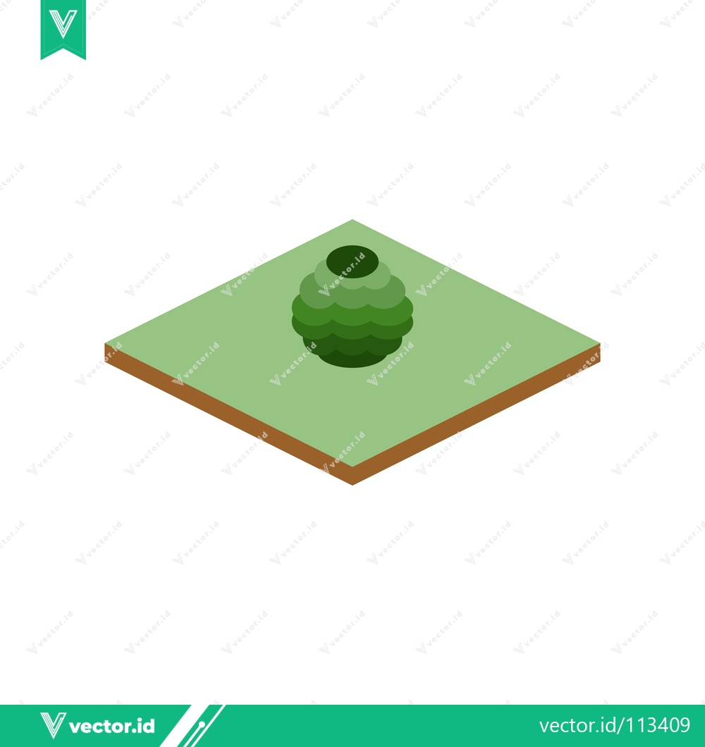 Premium Vector dari Isometric Green Vase on a Light Green Square Platform