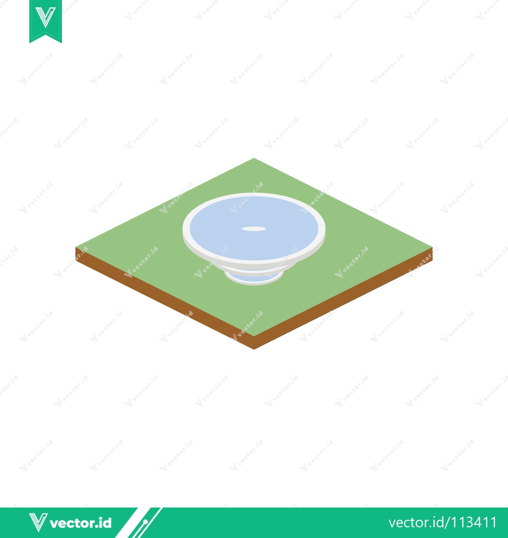 Premium Vector dari Isometric View of a Small Pond on a Green Square Landscape