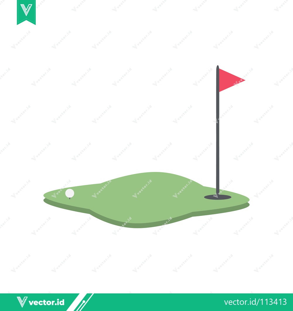 Premium Vector of Golf Course Green with Flag and Ball Illustration