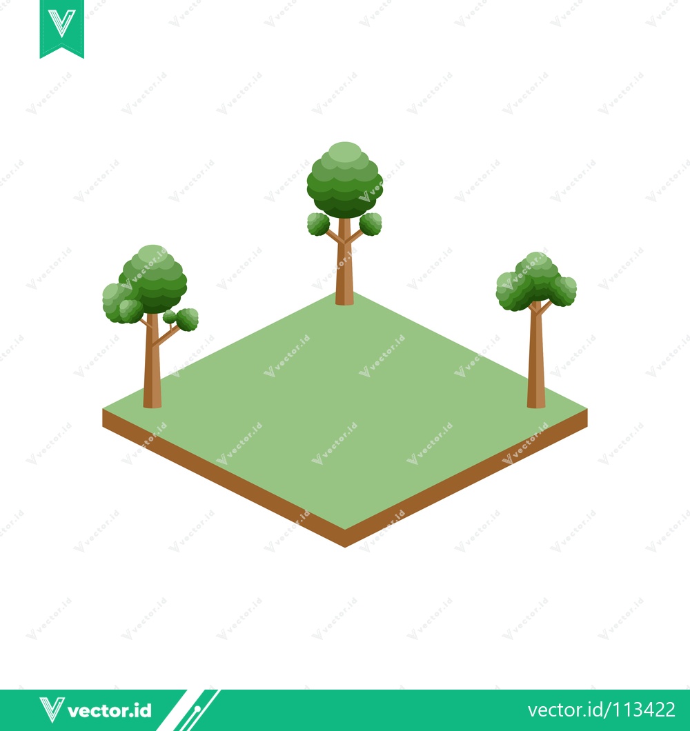 Premium Vector dari Isometric Green Landscape with Three Trees