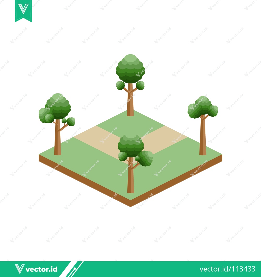 Premium Vector dari Isometric park with trees and paths