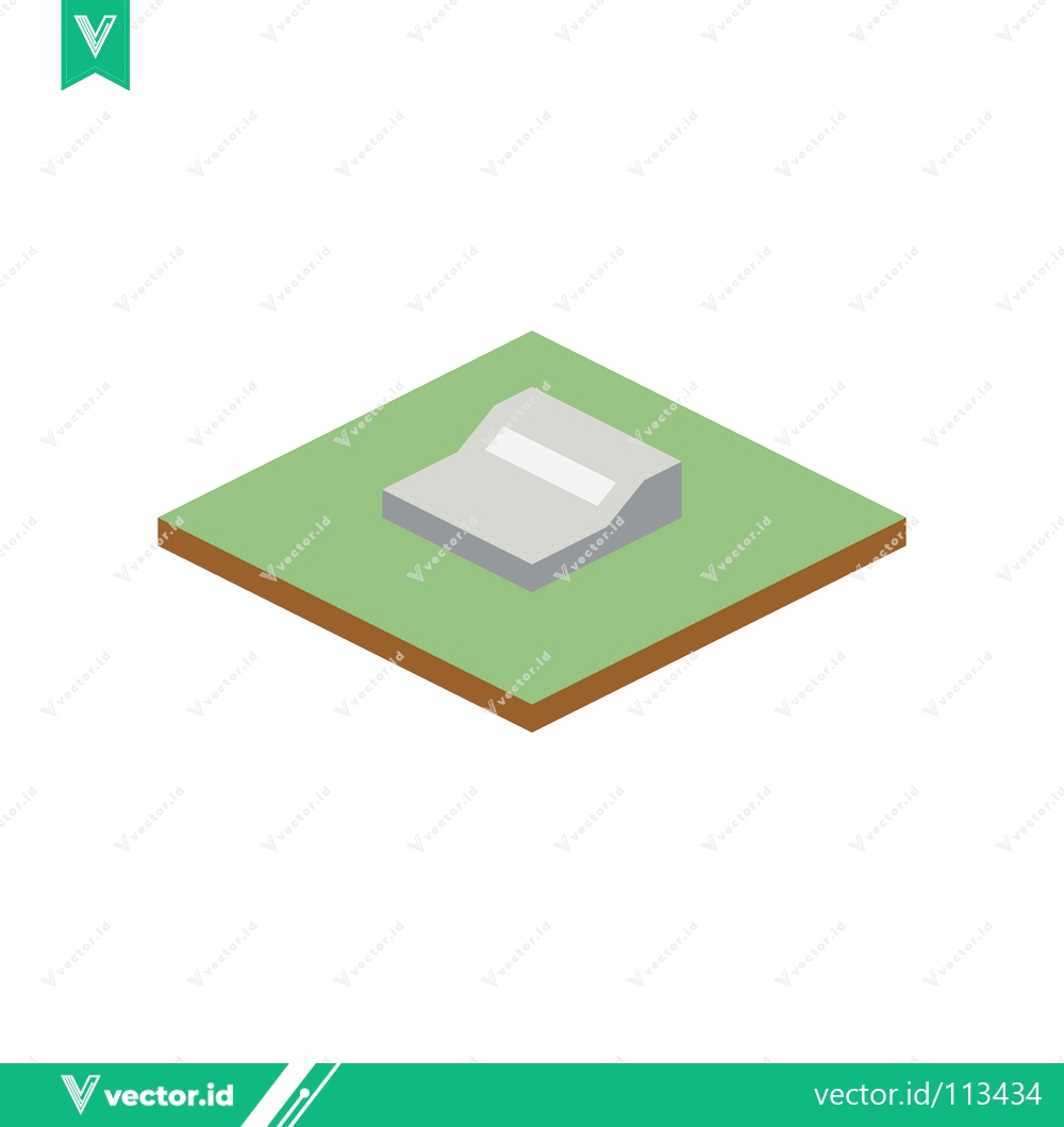 Premium Vector of Isometric 3D Rendering of a Single White Sheet of Paper on a Green Square Platform