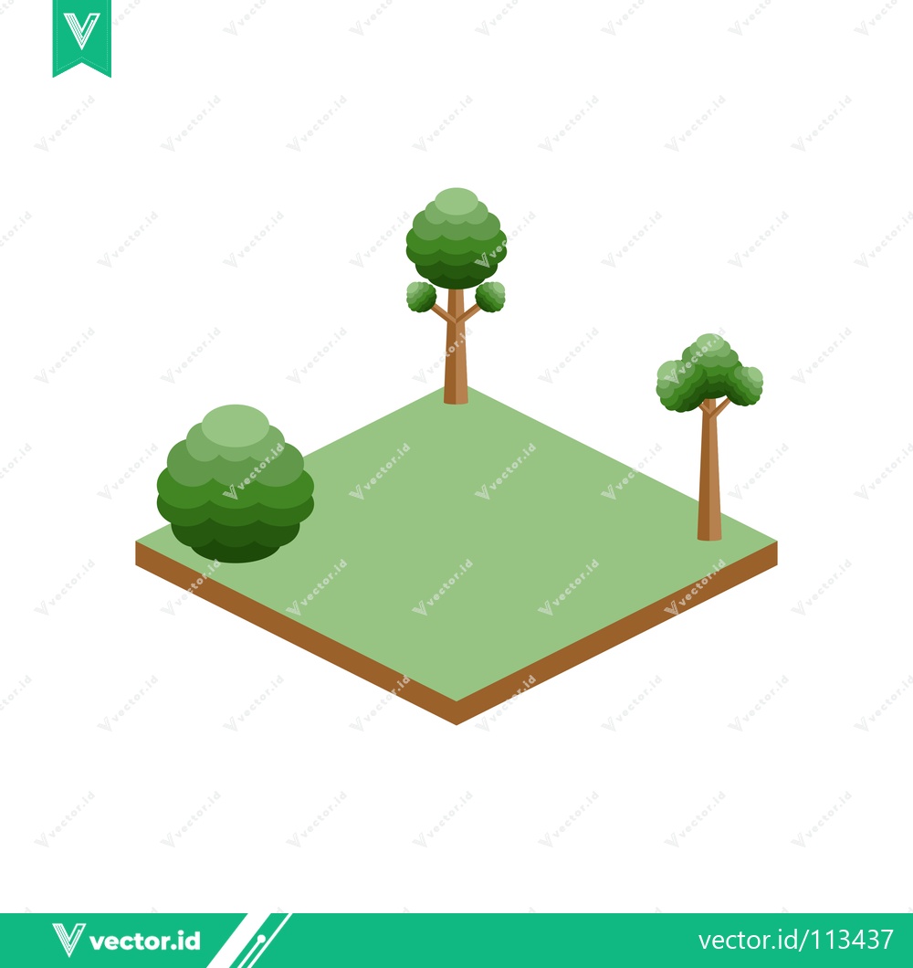 Premium Vector dari Isometric Green Trees and Grassland Landscape
