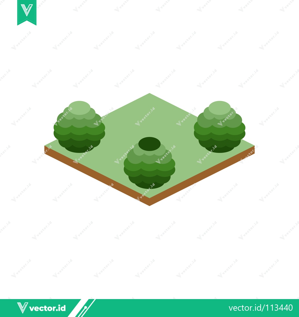 Premium Vector dari Isometric Green Park Landscape with Bushes