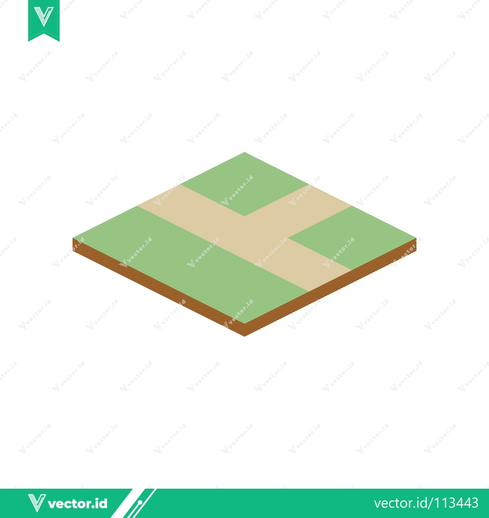 Premium Vector dari Isometric Green Land Tile with Path