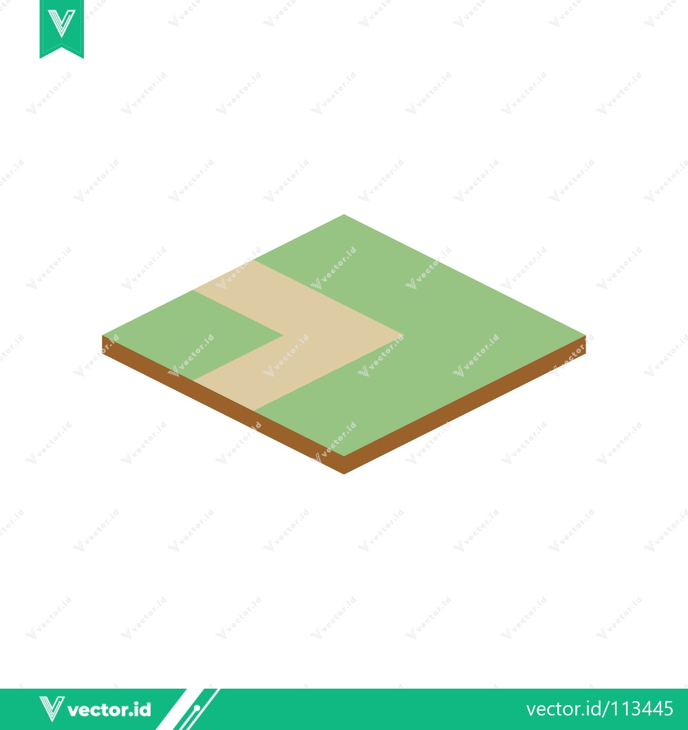 Premium Vector of Isometric View of a Green Field with a Path