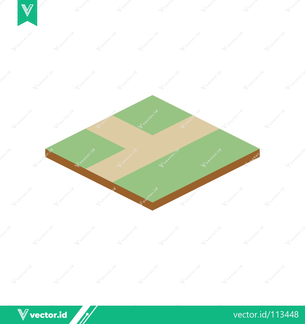 Premium Vector of Isometric View of a Green Field with a Path