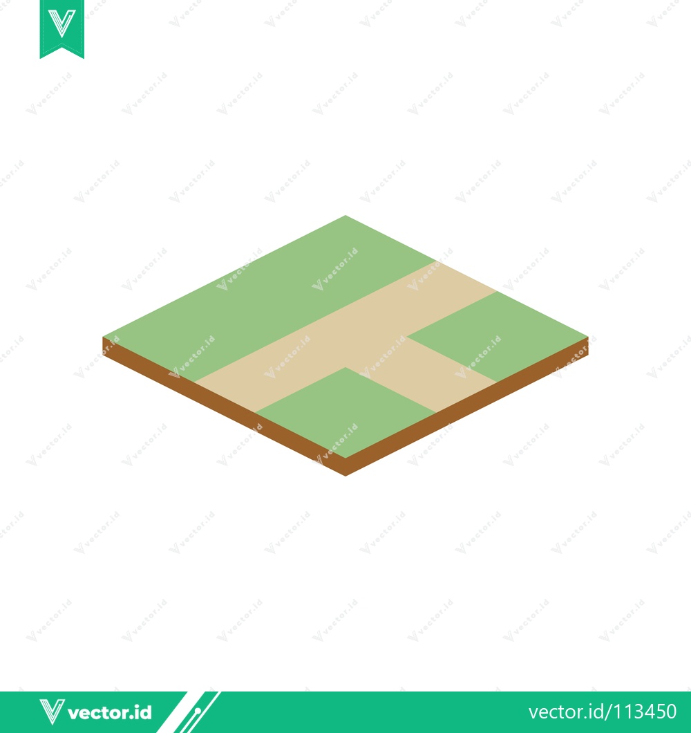 Premium Vector of Isometric Green Field with Paths
