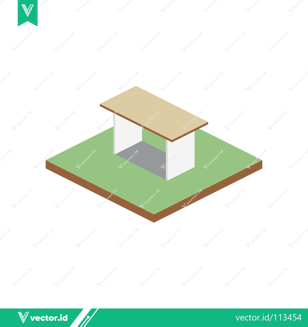 Premium Vector of Isometric Table on Green Grass Platform