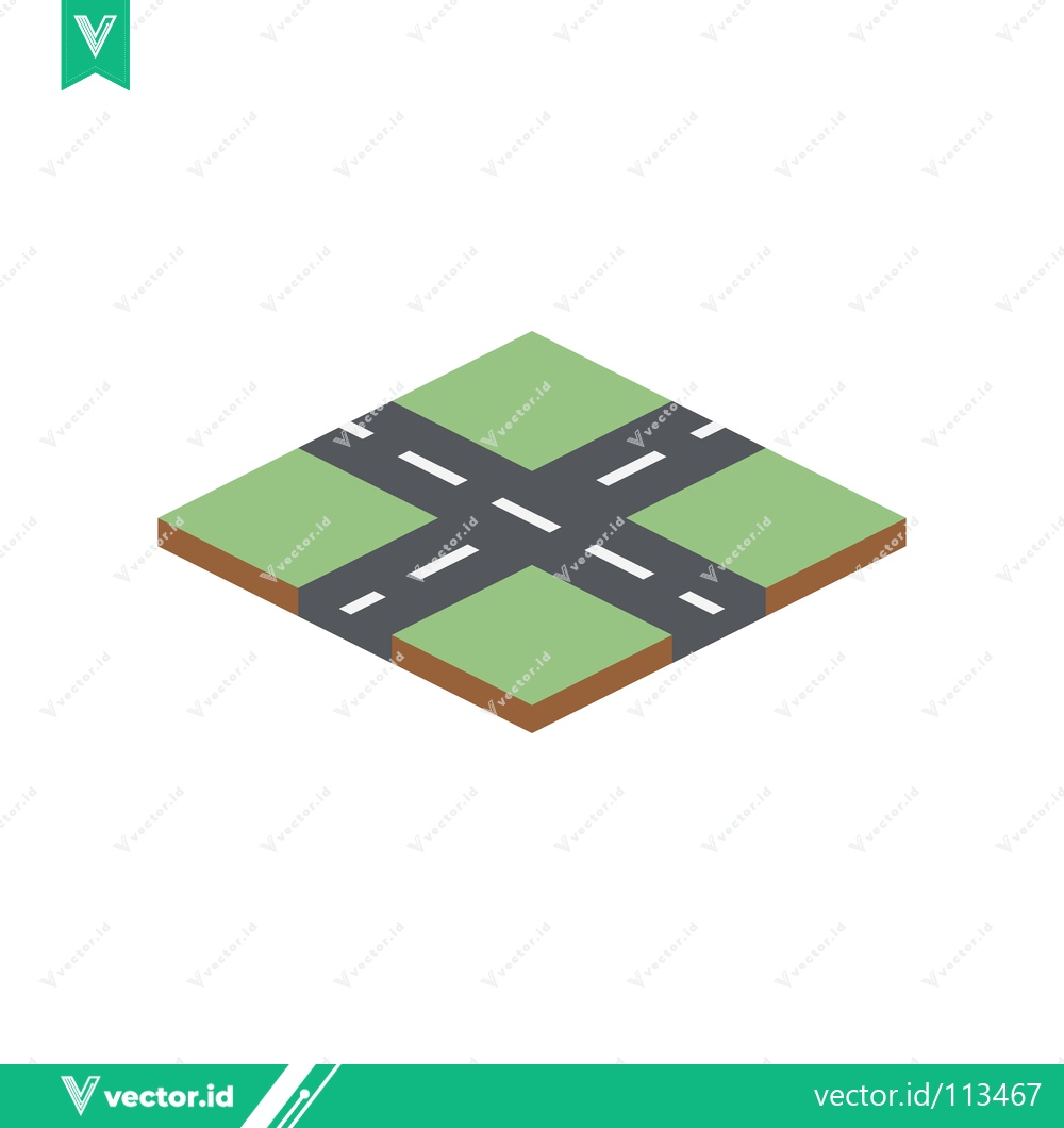 Premium Vector dari Isometric Crossroads with Green Fields