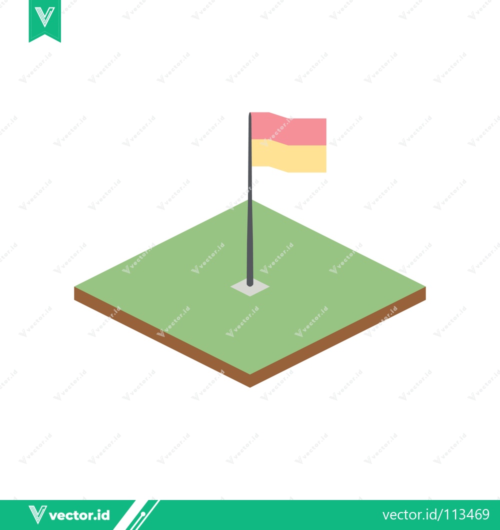 Premium Vector dari Isometric Golf Hole with Flag and Green Turf