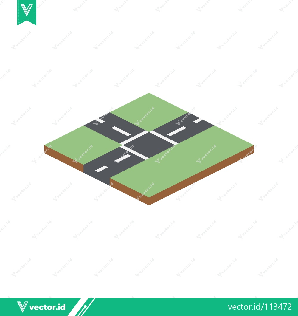 Premium Vector dari Isometric Crossroads Intersection with Green Fields