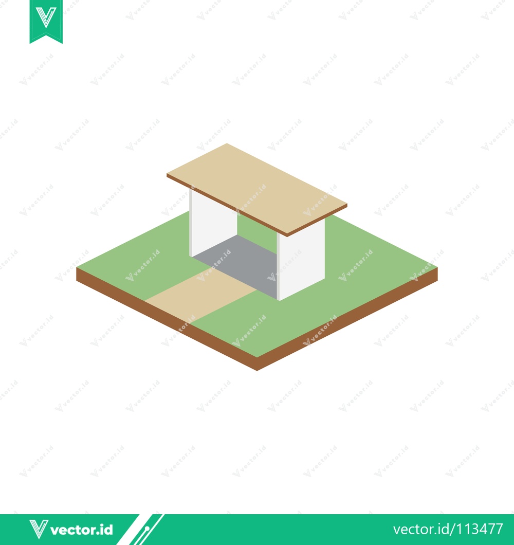 Premium Vector dari Isometric Illustration of a Modern Pavilion on Green Grass