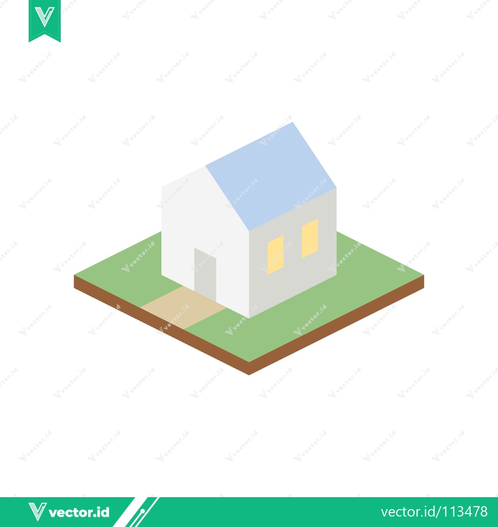 Premium Vector of Isometric White House on Green Land with Path