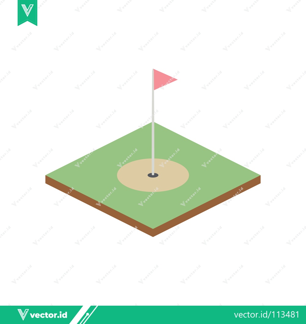 Premium Vector of Isometric Golf Hole with Flag and Green
