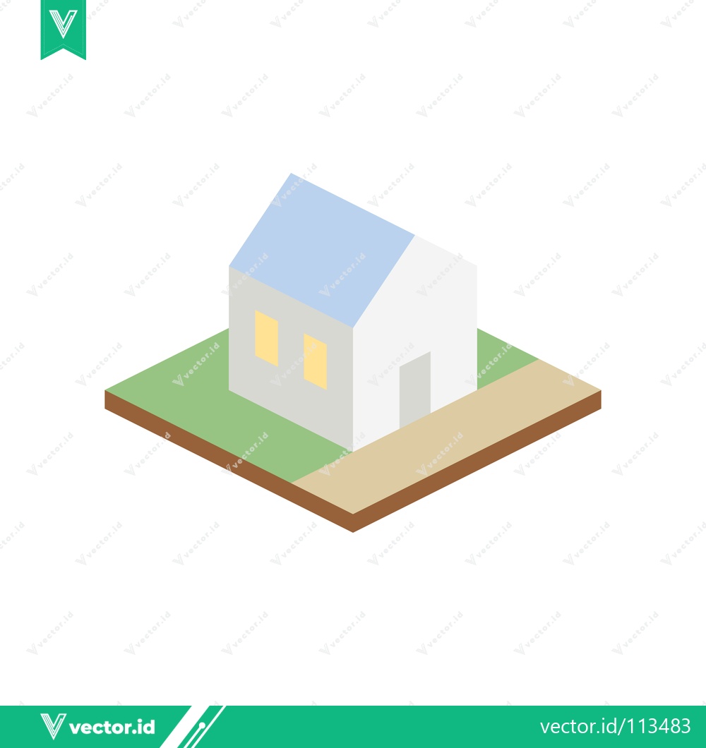 Premium Vector of Isometric White House on Green Land with Path