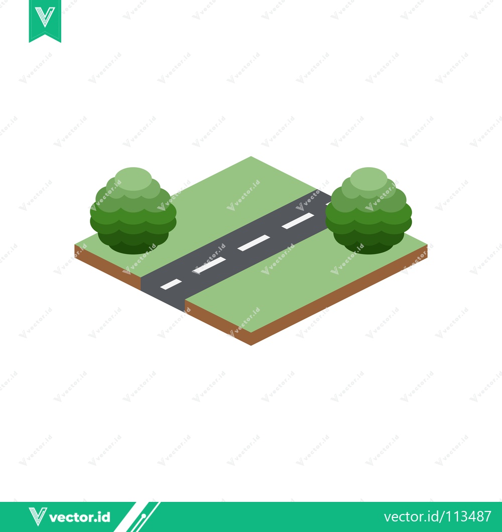 Premium Vector of Isometric Road with Trees and Green Landscape