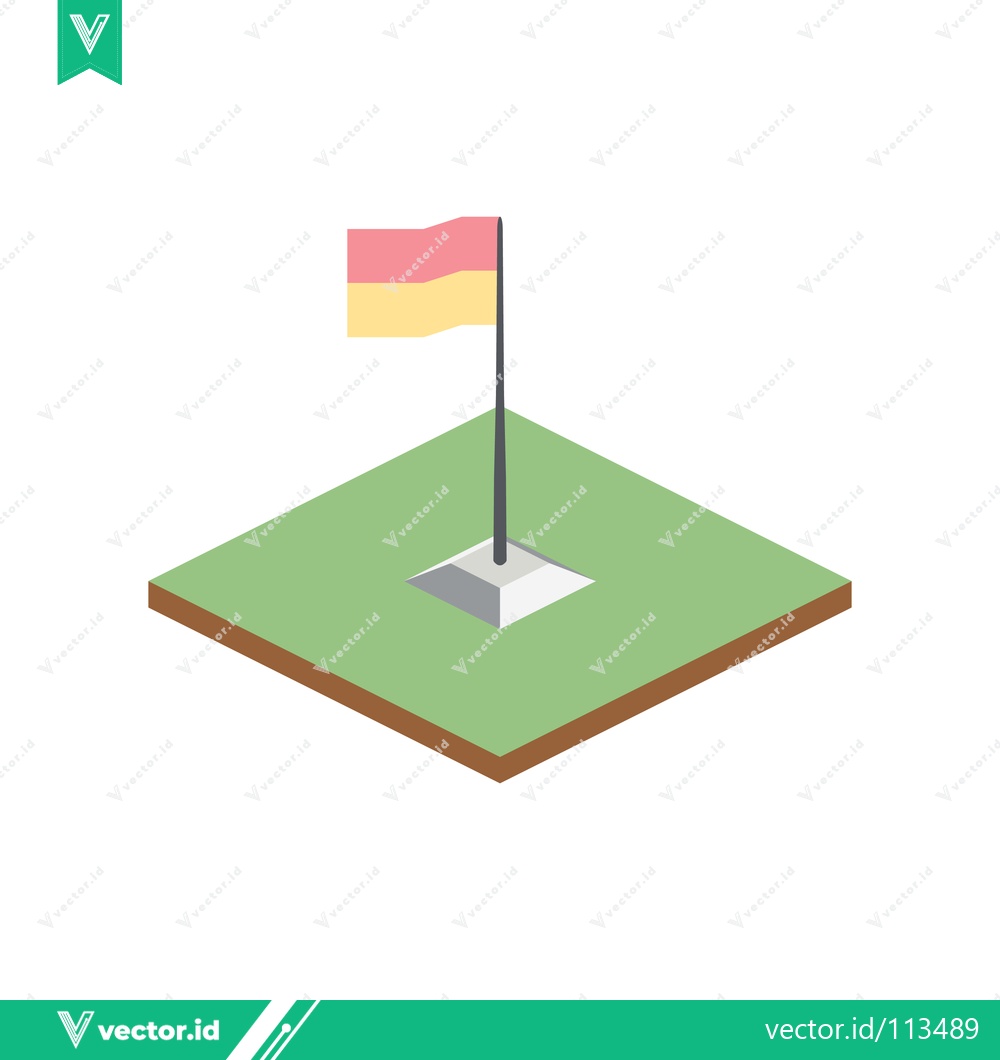 Premium Vector dari Isometric Golf Flag on Green Course