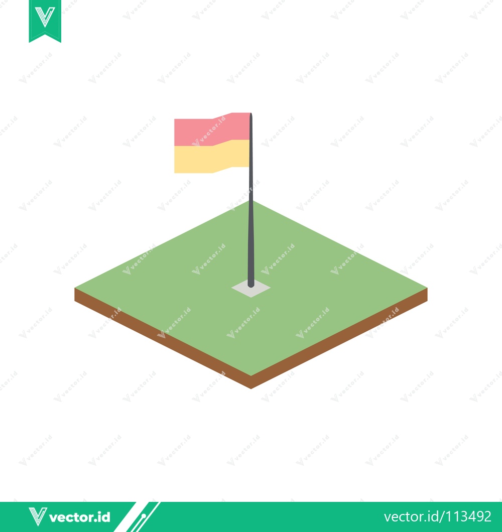 Premium Vector dari Isometric Golf Hole with Flag and Green Grass