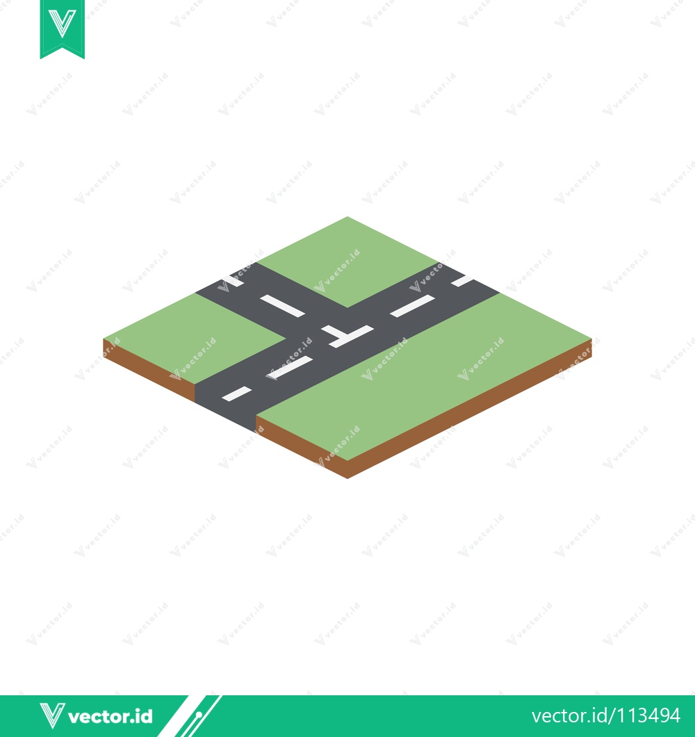 Premium Vector dari Isometric Crossroads Intersection with Green Fields