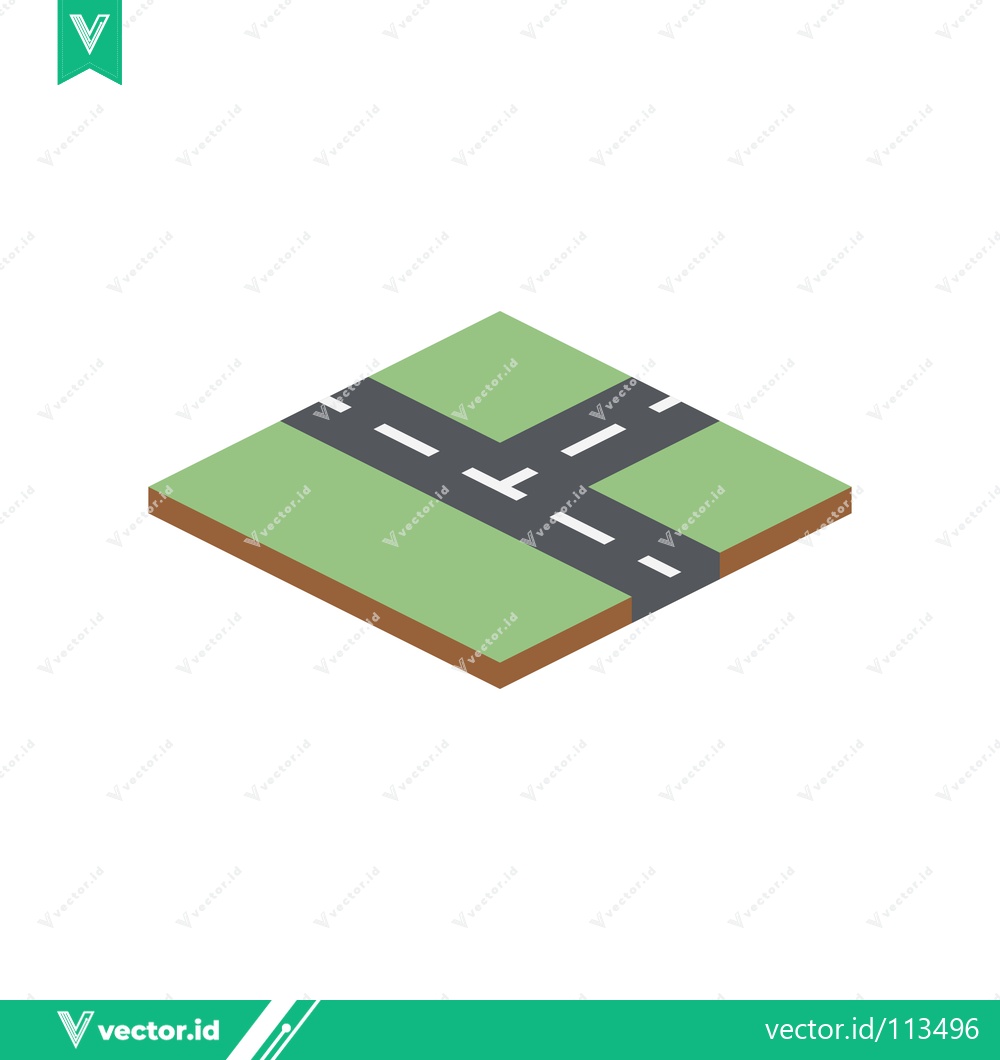 Premium Vector dari Isometric Crossroads Intersection with Green Fields