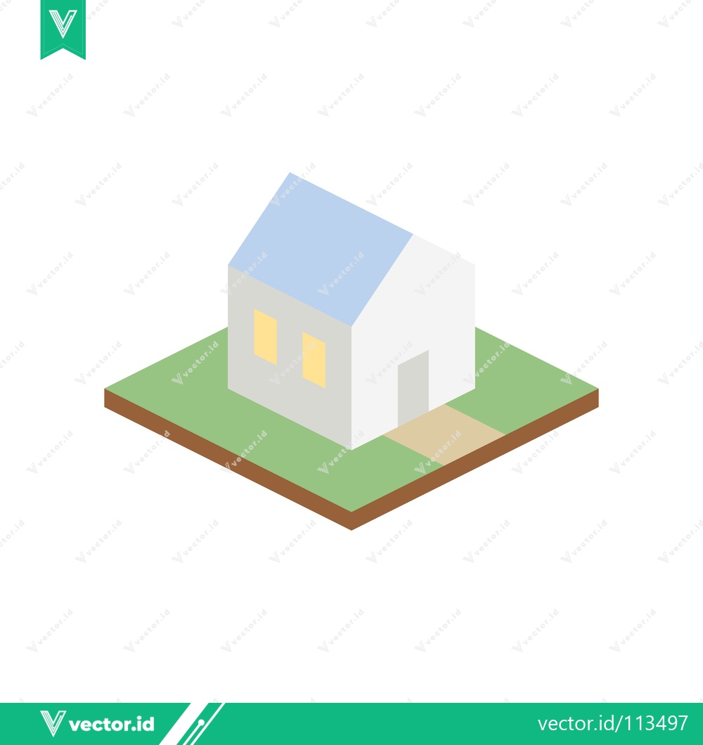 Premium Vector dari Isometric White House on Green Land with Path
