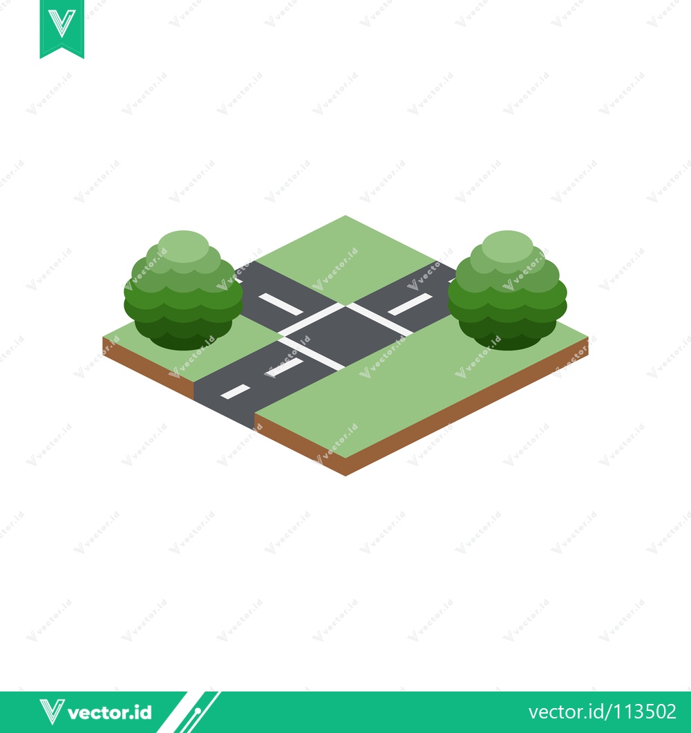 Premium Vector of Isometric Crossroads with Green Trees and Roads