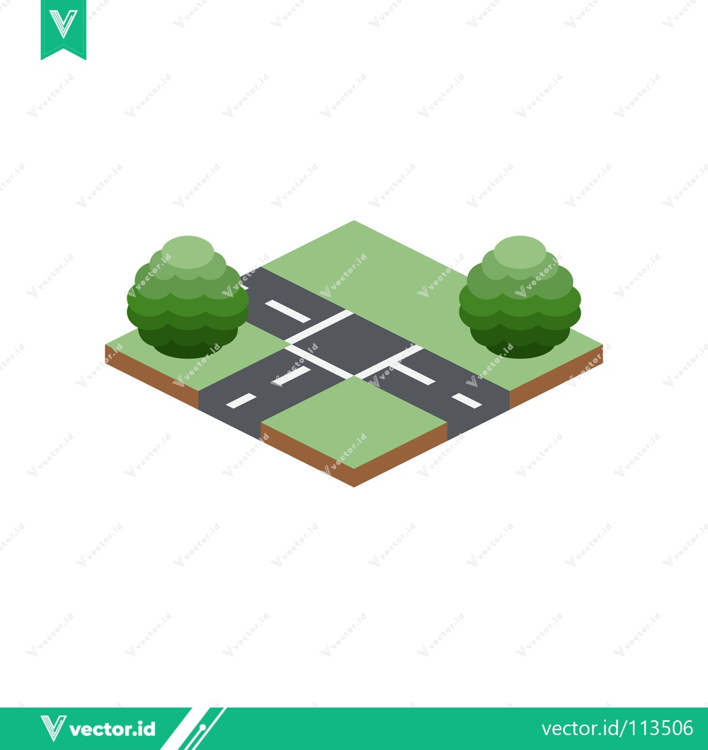 Premium Vector dari Isometric Crossroads with Green Trees and Roads
