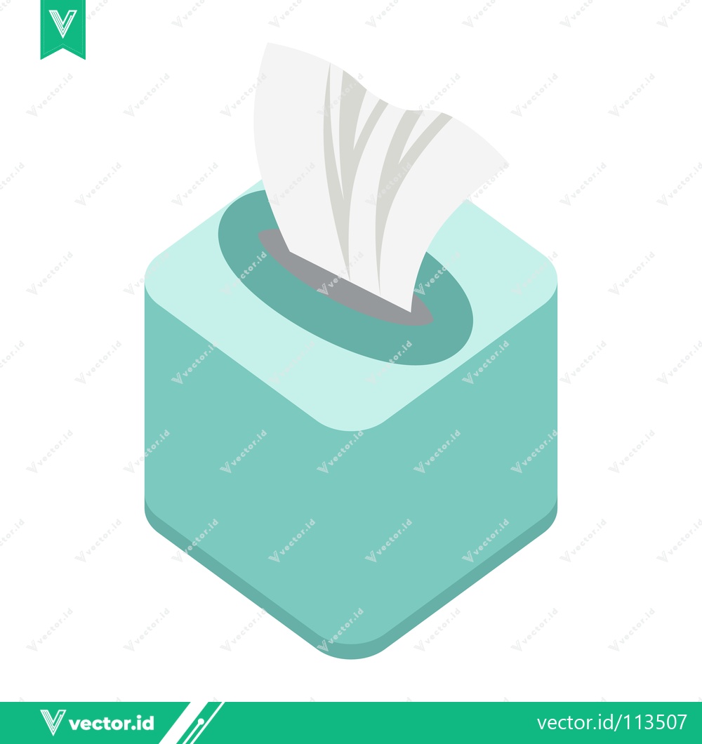 Premium Vector of Isometric Turquoise Tissue Box with White Tissues